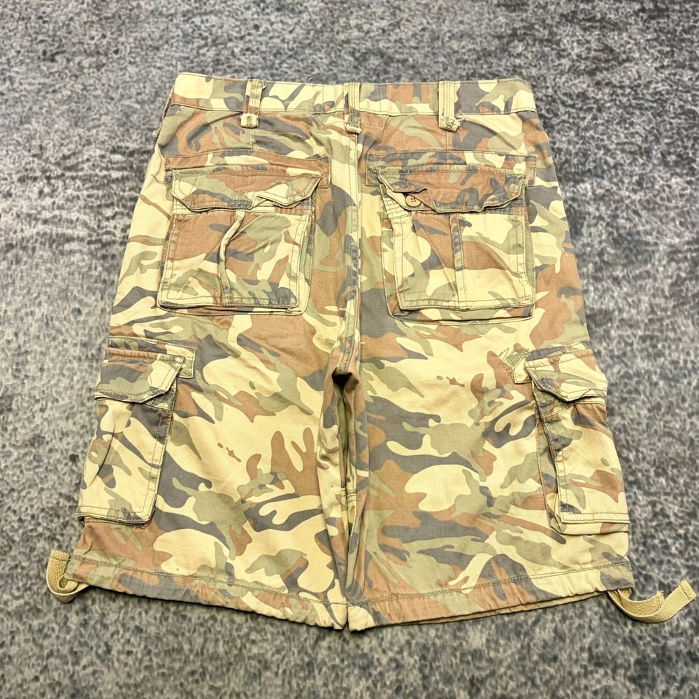 Jordan Craig Camo Cargo Shorts Mens 34 Green Brown Camouflage Baggy Skater Y2K